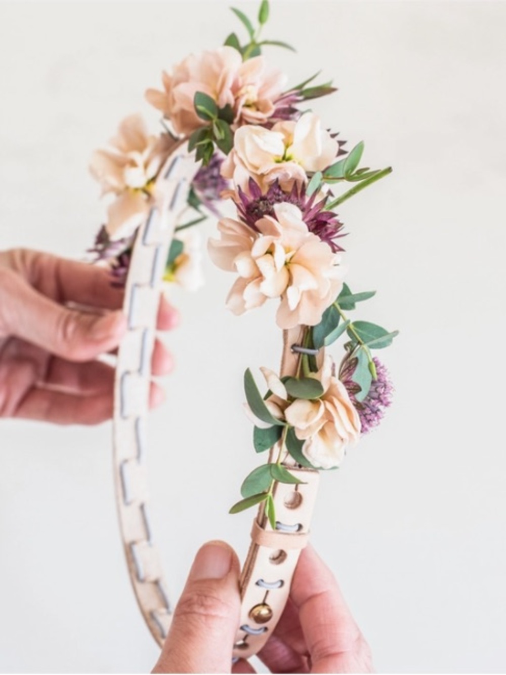 Floral Peach Pink Faux Flower Headband for Women